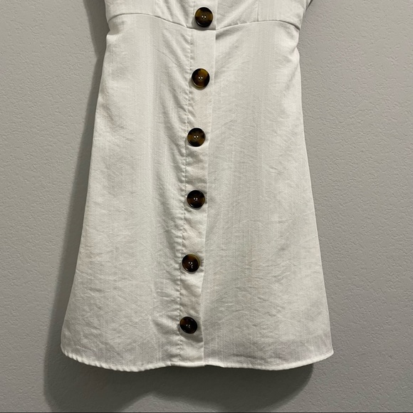 Aqua Dress Button Down Ruffle Sleeveless White Mini Womens XS - Picture 10 of 15